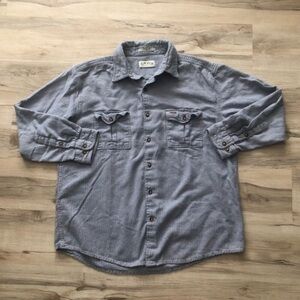 Orvis Men's Casual Blue and White Button Down Shirt